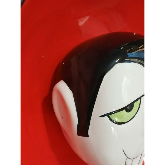 Haunted Halls Halloween Vampire Dracula Plate Ceramic Red & Black - Picture 6 of 13
